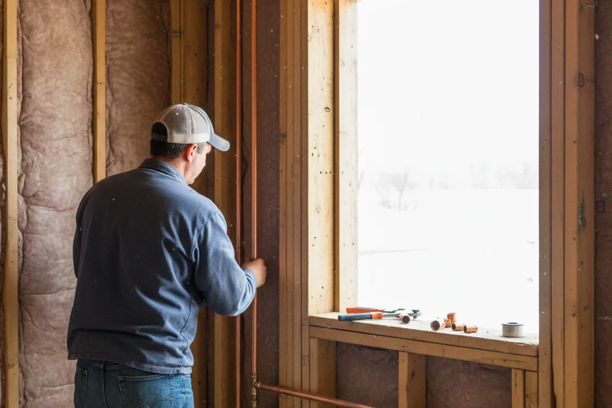 Licensed plumber running new copper supply lines in a Covington home