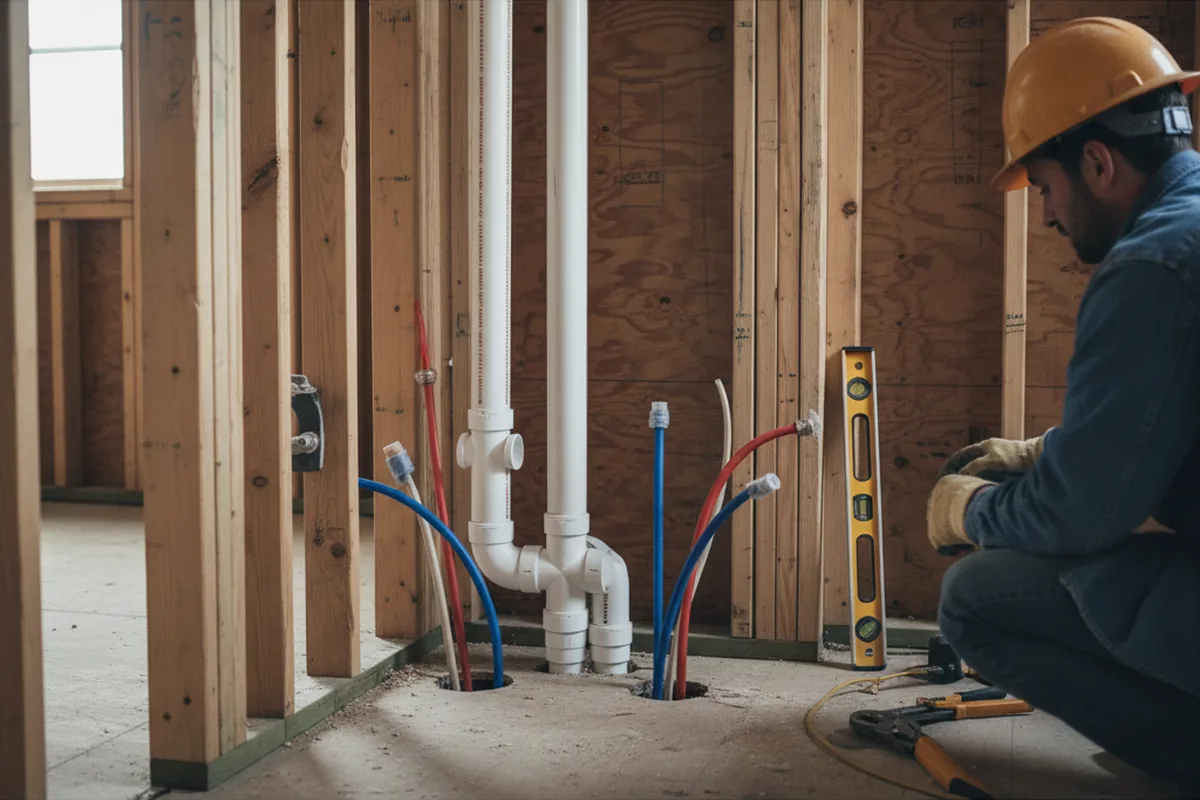 Drain and supply rough-in during Drain Cleaning in Covington